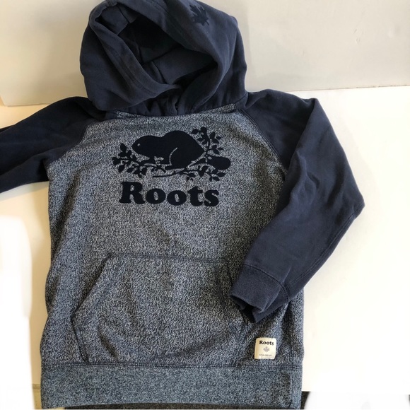 Roots kids youth size Large 9-10 years navy blue and grey hoodie with pocket - Picture 15 of 16